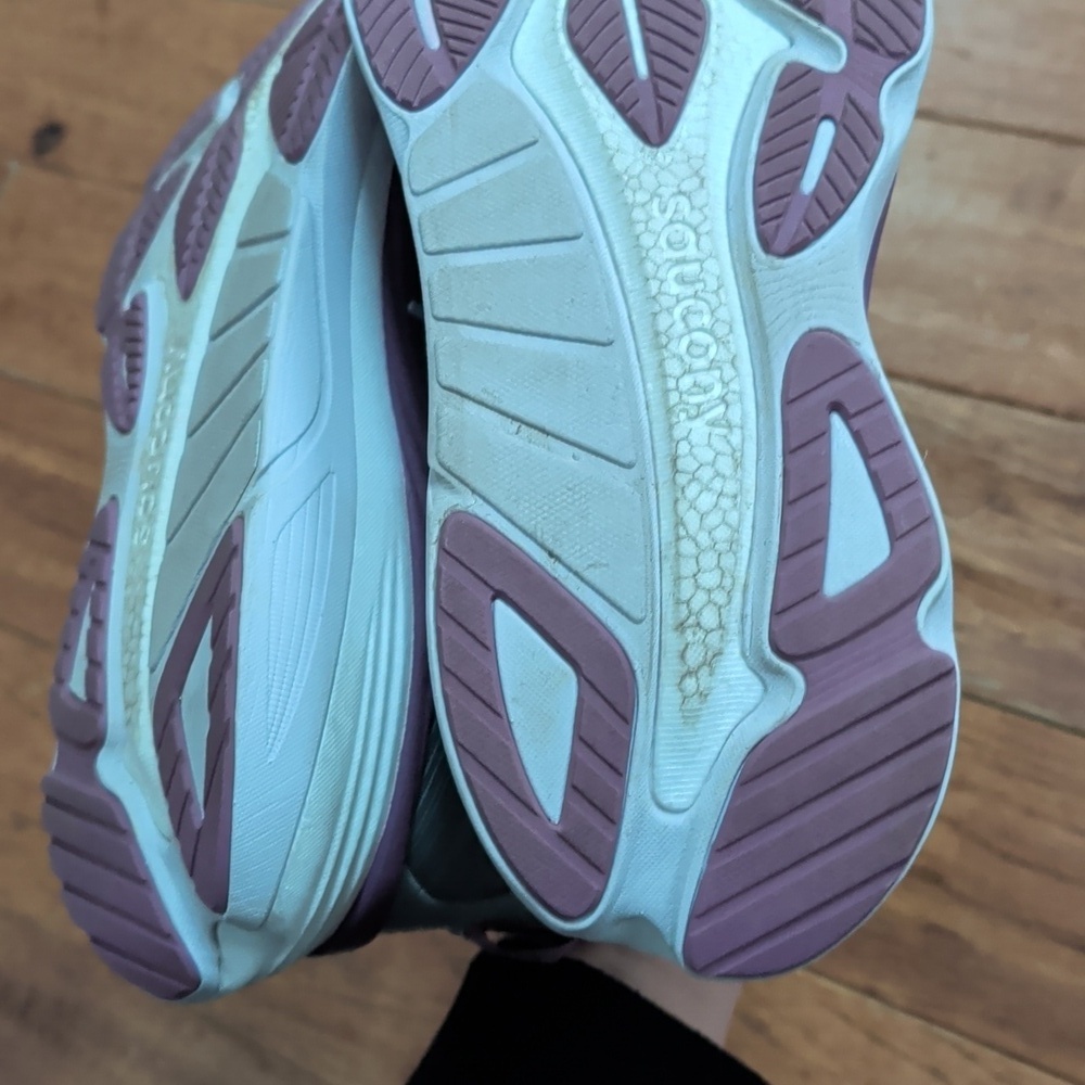 Saucony Hurricane 24 Women's Gray and Purple Marathon Running Shoes - Picture 7 of 9